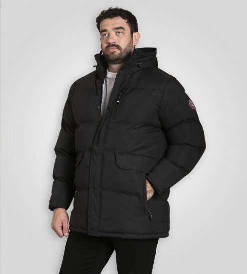 D555 Wolverhampton Quilted Padded Jacket with Hood Black - Jakne - Muške Jakne Veliki Brojevi