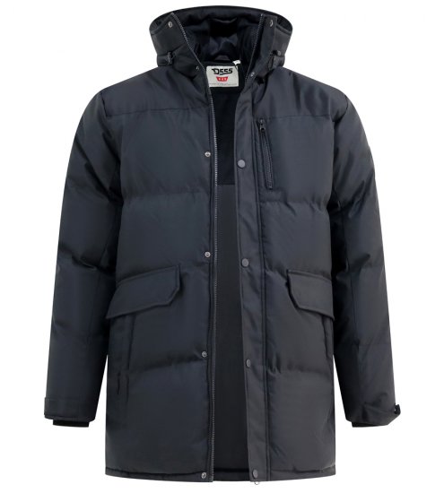 D555 Wolverhampton Quilted Padded Jacket with Hood Black - Jakne - Muške Jakne Veliki Brojevi
