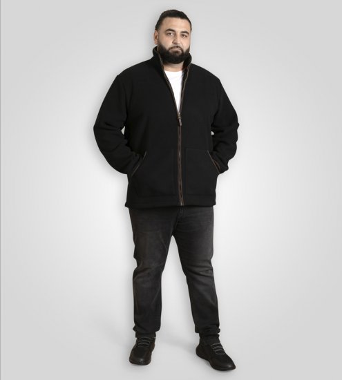 D555 Louth Micro Fleece Jacket with Sherpa Lining Black - Jakne - Muške Jakne Veliki Brojevi