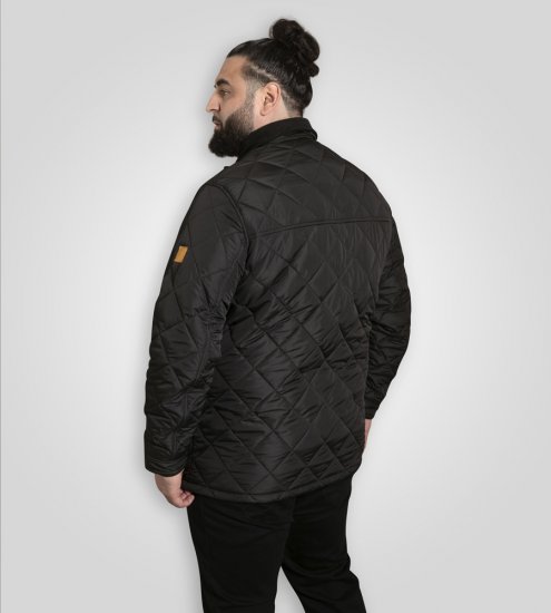 D555 Harborough Quilted Jacket with Corduroy Collar Black - Jakne - Muške Jakne Veliki Brojevi