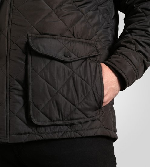 D555 Harborough Quilted Jacket with Corduroy Collar Black - Jakne - Muške Jakne Veliki Brojevi