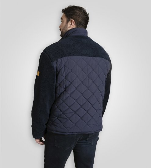 D555 Northampton Hybrid Sherpa Quilted Micro Fleece Jacket Navy - Jakne - Muške Jakne Veliki Brojevi