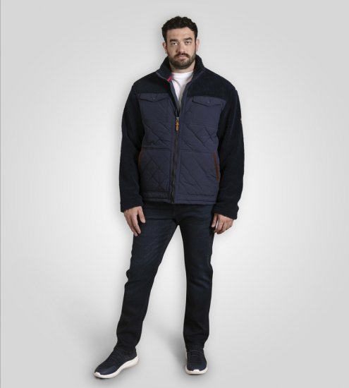 D555 Northampton Hybrid Sherpa Quilted Micro Fleece Jacket Navy - Jakne - Muške Jakne Veliki Brojevi