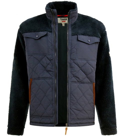 D555 Northampton Hybrid Sherpa Quilted Micro Fleece Jacket Navy - Jakne - Muške Jakne Veliki Brojevi