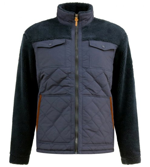 D555 Northampton Hybrid Sherpa Quilted Micro Fleece Jacket Navy - Jakne - Muške Jakne Veliki Brojevi