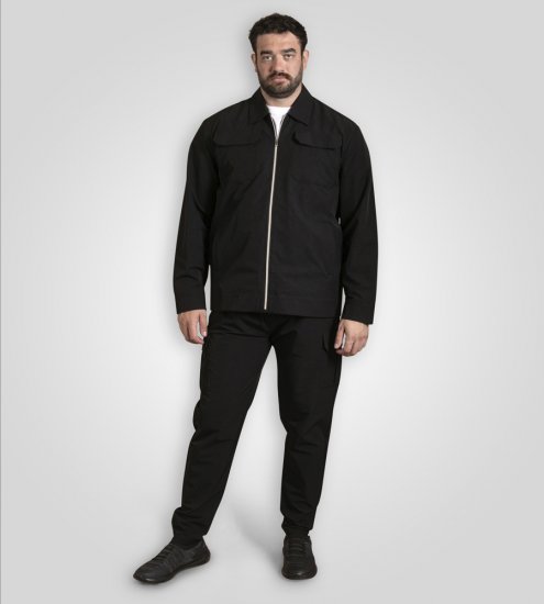 D555 Wimbledon Couture Stretch Jacket with Zipper Black - Jakne - Muške Jakne Veliki Brojevi