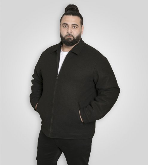 D555 Epsom Harrington Jacket with Zip Through Collared Melton Black - Jakne - Muške Jakne Veliki Brojevi