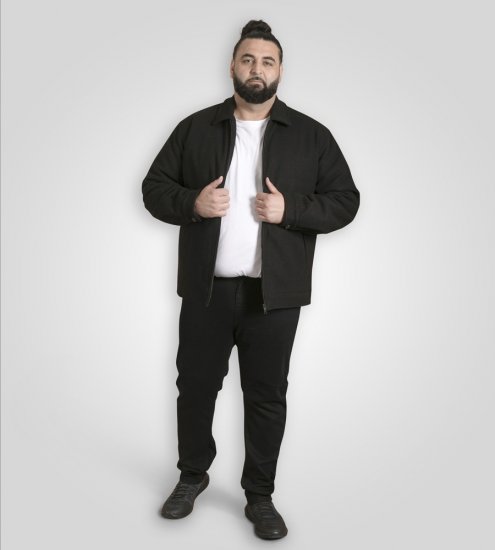 D555 Epsom Harrington Jacket with Zip Through Collared Melton Black - Jakne - Muške Jakne Veliki Brojevi