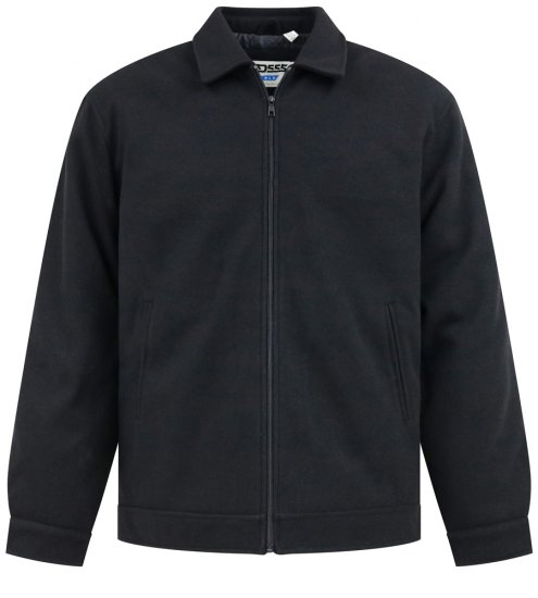 D555 Epsom Harrington Jacket with Zip Through Collared Melton Black - Jakne - Muške Jakne Veliki Brojevi
