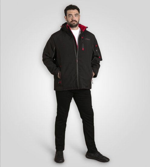 D555 Fretwell Padded Softshell Jacket with Detachable Hood Black - Jakne - Muške Jakne Veliki Brojevi