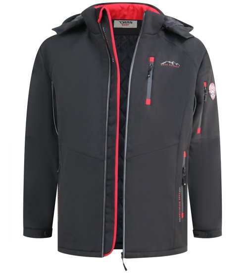 D555 Fretwell Padded Softshell Jacket with Detachable Hood Black - Jakne - Muške Jakne Veliki Brojevi