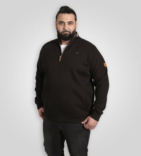 D555 Russel Fleece Sweatshirt with Chest Embroidery Black - Puloveri & dukserice - Muške Puloveri & dukserice veliki brojevi