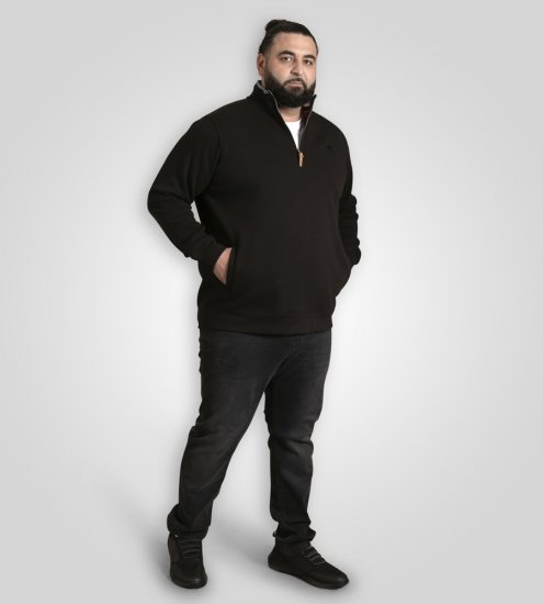 D555 Russel Fleece Sweatshirt with Chest Embroidery Black - Puloveri & dukserice - Muške Puloveri & dukserice veliki brojevi