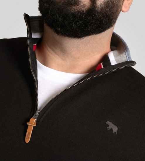 D555 Russel Fleece Sweatshirt with Chest Embroidery Black - Puloveri & dukserice - Muške Puloveri & dukserice veliki brojevi