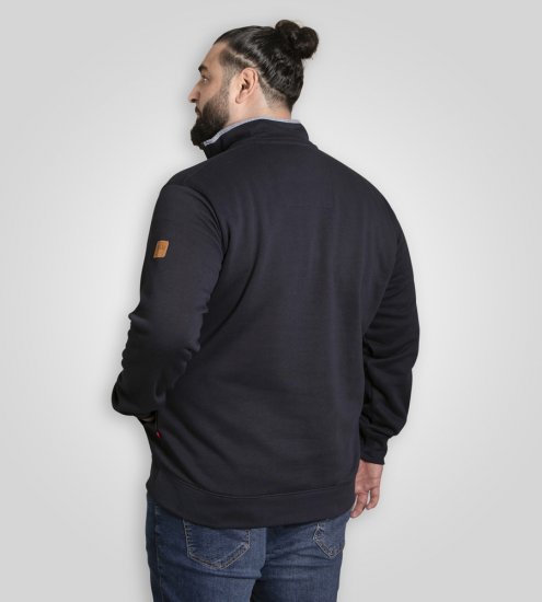 D555 Russel Zip Through Fleece Sweatshirt with Chest Embroidery Navy - Puloveri & dukserice - Muške Puloveri & dukserice veliki brojevi