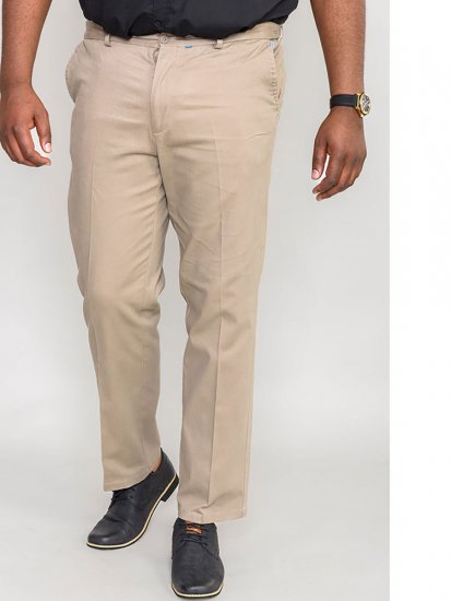 D555 Bruno Stretch Chino pants with Extenda Waist Beige - Traperice & hlače - Muške Traperice i Hlače Veliki Brojevi
