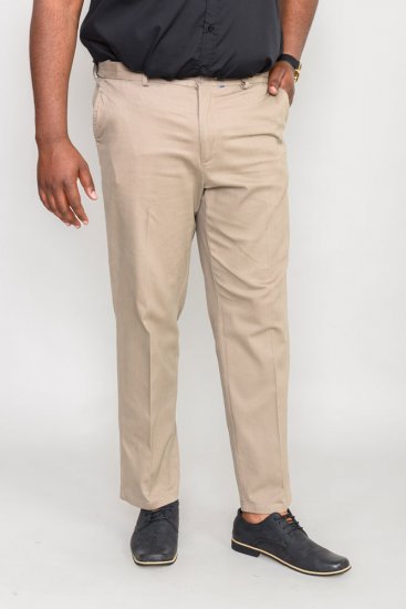 D555 Bruno Stretch Chino pants with Extenda Waist Beige - Traperice & hlače - Muške Traperice i Hlače Veliki Brojevi