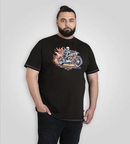 D555 Dewsbury Skeleton On Bike Crew Neck T-Shirt Black TALL SIZE - MUŠKA ODJEĆA MT-6XLT - Odjeća za Visoke Muškarce