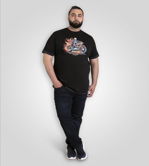 D555 Dewsbury Skeleton On Bike Crew Neck T-Shirt Black TALL SIZE - MUŠKA ODJEĆA MT-6XLT - Odjeća za Visoke Muškarce
