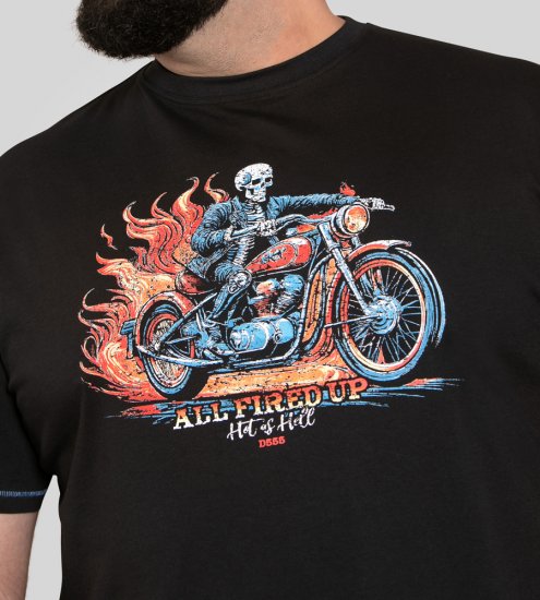 D555 Dewsbury Skeleton On Bike Crew Neck T-Shirt Black TALL SIZE - MUŠKA ODJEĆA MT-6XLT - Odjeća za Visoke Muškarce