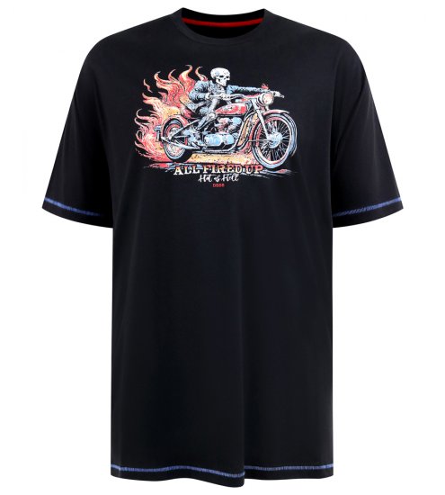 D555 Dewsbury Skeleton On Bike Crew Neck T-Shirt Black TALL SIZE - MUŠKA ODJEĆA MT-6XLT - Odjeća za Visoke Muškarce