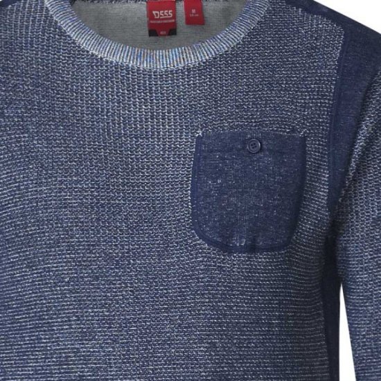 D555 Bryson Crewneck Sweater with Pocket Navy - Puloveri & dukserice - Muške Puloveri & dukserice veliki brojevi