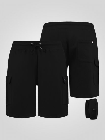 D555 Robinson 1 Fleece Cargo Kratke Hlače s Elastičnim Strukom Crna - Sportske hlače & kratke - Muške Trenirke Veliki Brojevi