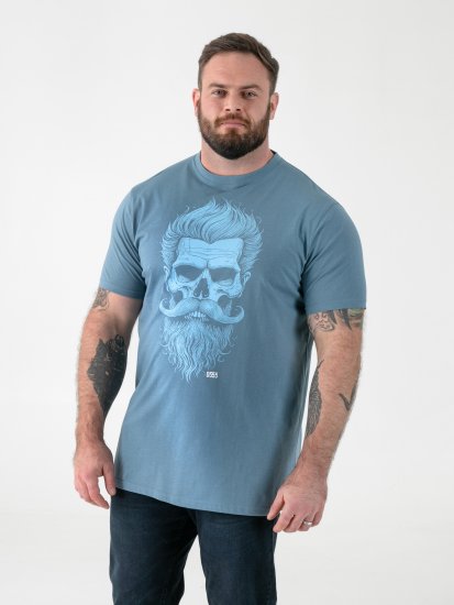 D555 Miller Bearded Skull Majica s Otiskom - Majice Kratkih Rukava - Muške Majice Kratkih Rukava Veliki Brojevi 