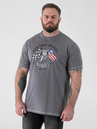 D555 Jasper Official Gas Monkey Majica s Otiskom Siva - Majice Kratkih Rukava - Muške Majice Kratkih Rukava Veliki Brojevi 
