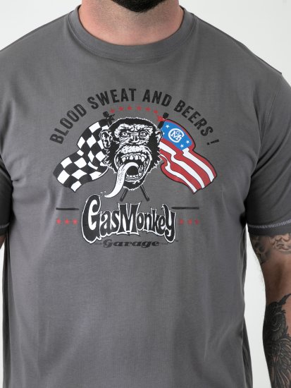 D555 Jasper Official Gas Monkey Majica s Otiskom Siva - Majice Kratkih Rukava - Muške Majice Kratkih Rukava Veliki Brojevi 