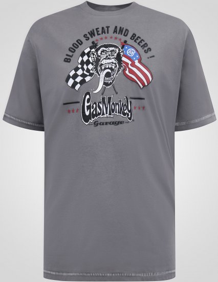 D555 Jasper Official Gas Monkey Majica s Otiskom Siva - Majice Kratkih Rukava - Muške Majice Kratkih Rukava Veliki Brojevi 