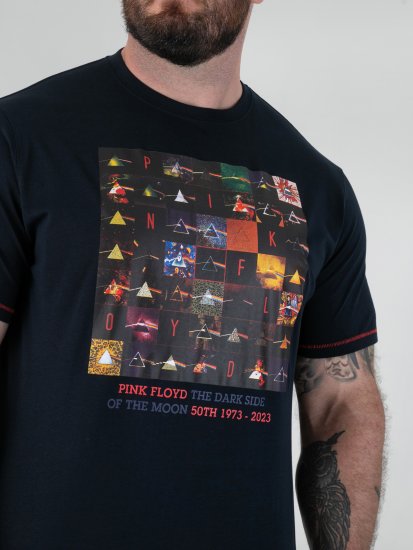 D555 Otto Official Pink Floyd 50th Anniversary Majica s Otiskom Tamnoplava - Majice Kratkih Rukava - Muške Majice Kratkih Rukava Veliki Brojevi 