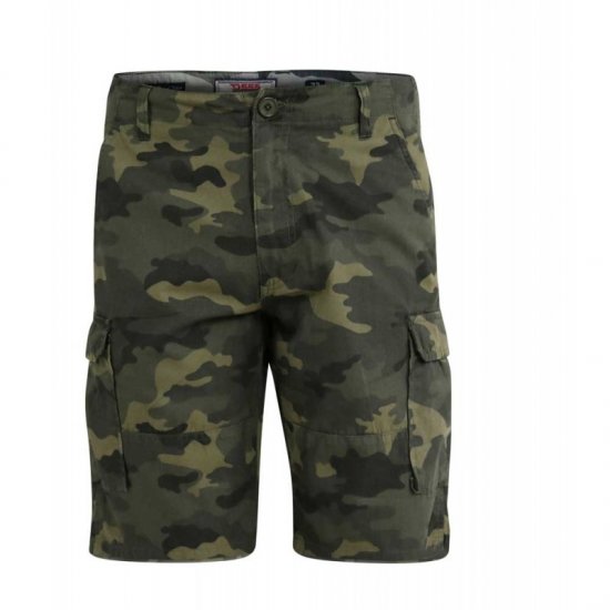 D555 Marty Camo Shorts Green - Kratke hlače - Muške Kratke Hlače Veliki Brojevi 