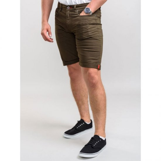 D555 Gilbert Stretch Shorts Khaki - Kratke hlače - Muške Kratke Hlače Veliki Brojevi 