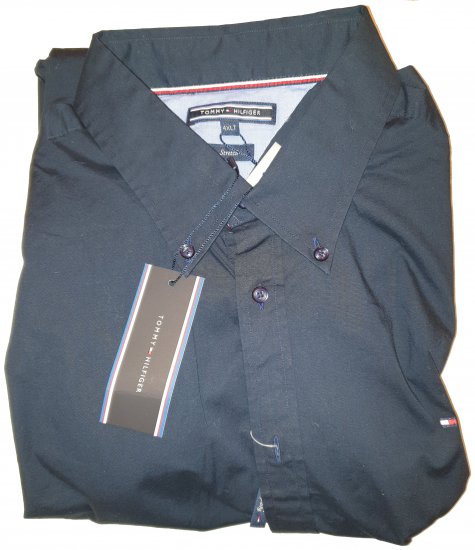 Tommy Hilfiger Stretch Poplin Shirt Black - Motleyjeva luda travanjska rasprodaja - 