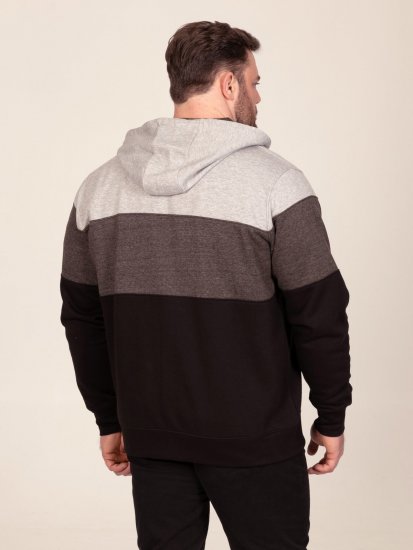 D555 Fitzgerald Zip Through Hoody With Cut & Sew Panels Crna - Puloveri & dukserice - Muške Puloveri & dukserice veliki brojevi