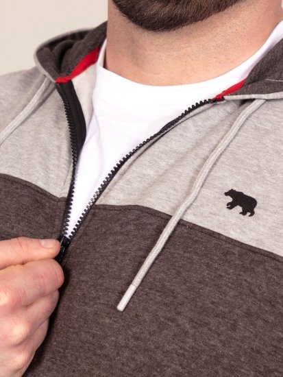 D555 Fitzgerald Zip Through Hoody With Cut & Sew Panels Crna - Puloveri & dukserice - Muške Puloveri & dukserice veliki brojevi
