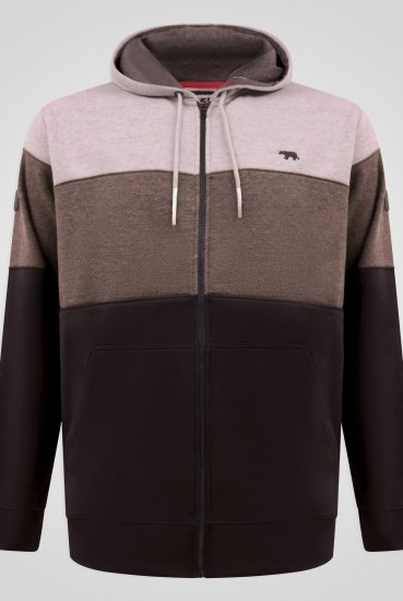 D555 Fitzgerald Zip Through Hoody With Cut & Sew Panels Crna - Puloveri & dukserice - Muške Puloveri & dukserice veliki brojevi