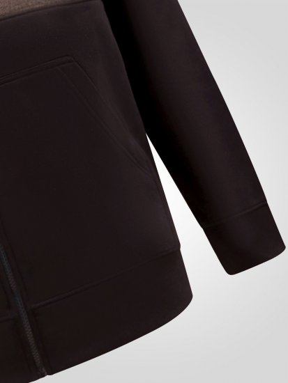 D555 Fitzgerald Zip Through Hoody With Cut & Sew Panels Crna - Puloveri & dukserice - Muške Puloveri & dukserice veliki brojevi