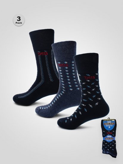 D555 Harold 3 Extra Wide Comfort Fit Socks 3-pack Navy/Denim - Donje rublje & kupaće hlače - muške donje rublje veliki brojevi