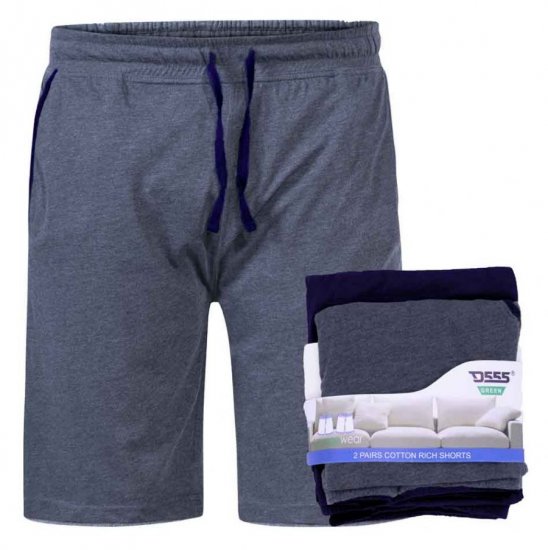 D555 Cobra Two Pack Elasticated Waist Band Jersey Shorts With Pockets - Sportske hlače & kratke - Muške Trenirke Veliki Brojevi