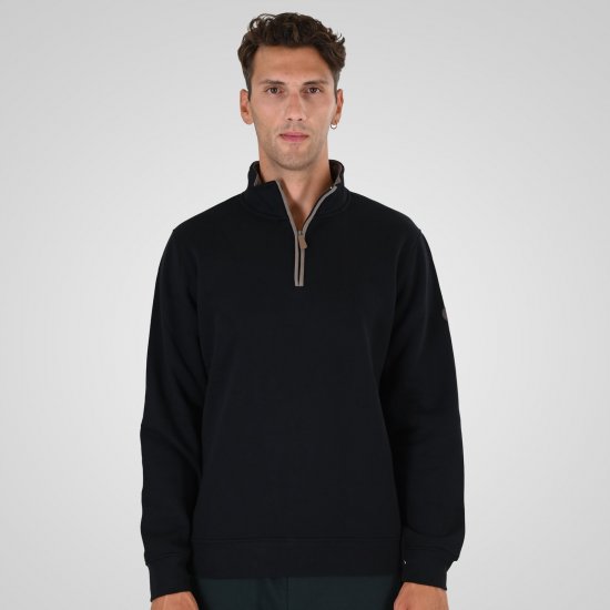 Double Outfitters MTOP-1163 Dukserica s kratkim patentnim zatvaračem Crna - Puloveri & dukserice - Muške Puloveri & dukserice veliki brojevi