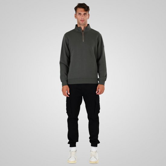 Double Outfitters MTOP-1163 Dukserica s kratkim patentnim zatvaračem Kaki - Puloveri & dukserice - Muške Puloveri & dukserice veliki brojevi