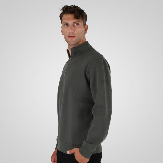 Double Outfitters MTOP-1163 Dukserica s kratkim patentnim zatvaračem Kaki - Puloveri & dukserice - Muške Puloveri & dukserice veliki brojevi