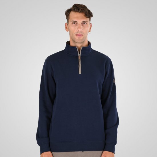 Double Outfitters MTOP-1163 Dukserica s kratkim patentnim zatvaračem Tamnoplava - Puloveri & dukserice - Muške Puloveri & dukserice veliki brojevi