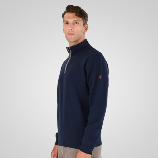 Double Outfitters MTOP-1163 Dukserica s kratkim patentnim zatvaračem Tamnoplava - Puloveri & dukserice - Muške Puloveri & dukserice veliki brojevi