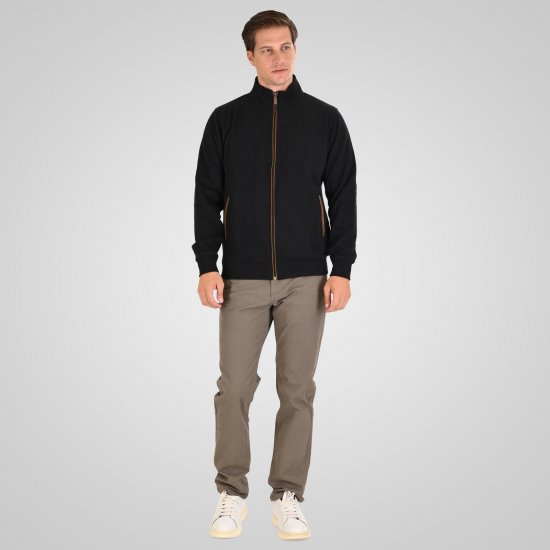Double Outfitters SEL-1168 Dukserica s patentnim zatvaračem Crna - Puloveri & dukserice - Muške Puloveri & dukserice veliki brojevi