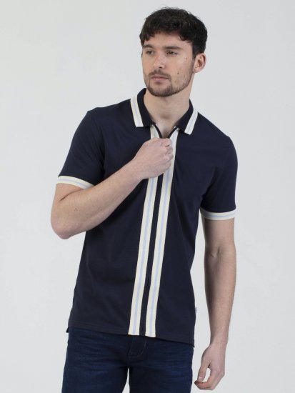 Mish Mash Belgrade Zip Through Polo Navy - Polo majice - Muške Polo Majice Veliki Brojevi