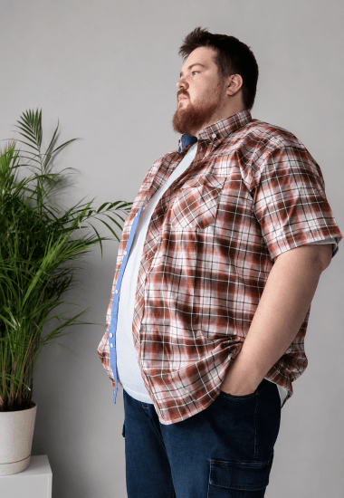 Kam Jeans 6368 Checked Short Sleeve Shirt Red - Košulje - Muške Košulje Veliki Brojevi