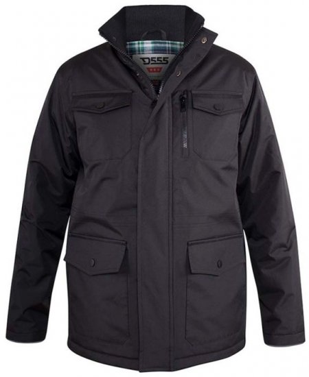 D555 Fargo Five Pocket Jacket With Ribbed Neck and Inner Quilting Black - Jakne - Muške Jakne Veliki Brojevi